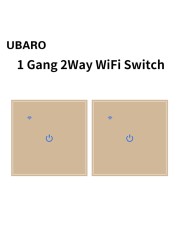 UBARO EU Standard Wifi Smart Drawer Touch Switch Luxury Glass Switch Panel Button App Control Voice Alexa Google Home 1 Gang 2 Way