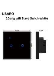 UBARO EU Standard Wifi Smart Drawer Touch Switch Luxury Glass Switch Panel Button App Control Voice Alexa Google Home 1 Gang 2 Way