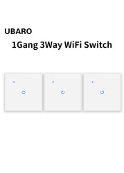 UBARO EU Standard Wifi Smart Drawer Touch Switch Luxury Glass Switch Panel Button App Control Voice Alexa Google Home 1 Gang 2 Way