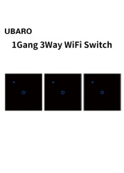 UBARO EU Standard Wifi Smart Drawer Touch Switch Luxury Glass Switch Panel Button App Control Voice Alexa Google Home 1 Gang 2 Way