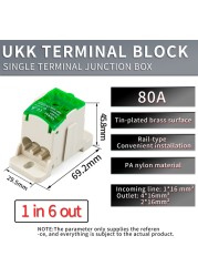 Multiport Distribution Box Universal Wire Connector Terminal Blocks Waterproof Junction Box UKK 80A