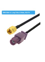 RAL4004 Male/Female Fakra D to SMA Male Right Angle RG174 Cable Adapter GSM Antenna Extension Cord RF Coaxial Pigtail Jumper