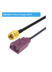 RAL4004 Male/Female Fakra D to SMA Male Right Angle RG174 Cable Adapter GSM Antenna Extension Cord RF Coaxial Pigtail Jumper