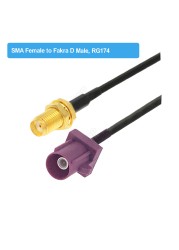 RAL4004 Male/Female Fakra D to SMA Male Right Angle RG174 Cable Adapter GSM Antenna Extension Cord RF Coaxial Pigtail Jumper