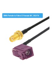 RAL4004 Male/Female Fakra D to SMA Male Right Angle RG174 Cable Adapter GSM Antenna Extension Cord RF Coaxial Pigtail Jumper