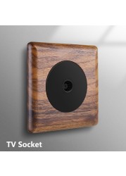 Avoir Black Walnut Solid Wood Wall Light Switches With LED Indicator Toggle Switch 1 2 3 4 Gang 2 Way EU French Electrical Socket