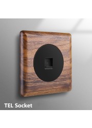 Avoir Black Walnut Solid Wood Wall Light Switches With LED Indicator Toggle Switch 1 2 3 4 Gang 2 Way EU French Electrical Socket