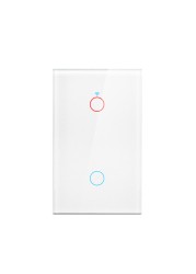 Tuya - Connected Wall Switch, Wi-Fi, Touch Sensor, 110V/220V, Neutral Wire Required, Voice Control, Compatible with Alexa and Google Home