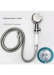 High Pressure Water Saving Flow Pressurized Shower Head 360 Degree Rotating Adjustable ABS Hose Bathroom Accessories Shower Set