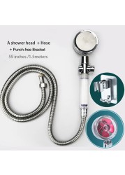 High Pressure Water Saving Flow Pressurized Shower Head 360 Degree Rotating Adjustable ABS Hose Bathroom Accessories Shower Set