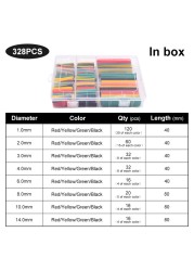 127/164/328/580/780pcs Polyolefin Heat Insulation Wire Cable Heat Shrink Tubing Shrinkable 2:1 Wrap Sleeve Tube Assortment Set