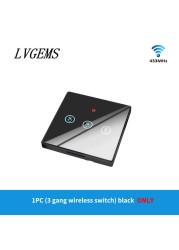 Wireless Switch with Touch Glass Panel, 1/2/3 Button, RF433Mhz, Smart Home Improvement, Wireless Remote Control, Controller, 90-240V