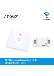 Wireless Switch with Touch Glass Panel, 1/2/3 Button, RF433Mhz, Smart Home Improvement, Wireless Remote Control, Controller, 90-240V