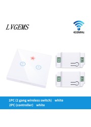 Wireless Switch with Touch Glass Panel, 1/2/3 Button, RF433Mhz, Smart Home Improvement, Wireless Remote Control, Controller, 90-240V