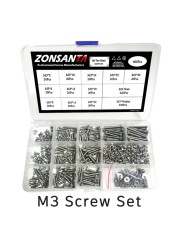 ZONSANTA 480/660pcs Cross Round Head Screw Set M2 M2.5 M3 M4 Ring Nut Stainless Steel Screw Phillips Head Machine Screw