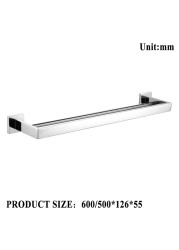 Chrome Polished Double Towel Bars Bathroom Towel Hanger Stainless Steel Bathroom Accessories Soap Dish Toilet Brush Holder