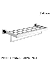 Chrome Polished Double Towel Bars Bathroom Towel Hanger Stainless Steel Bathroom Accessories Soap Dish Toilet Brush Holder