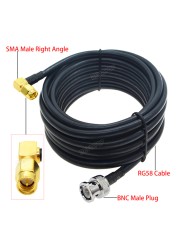 RG-58 SMA Straight/Right Angle Male to BNC Male Plug RG58 Cable 50 Ohm RF Extension Cable Connector RF Jumper Pigtail Adapter