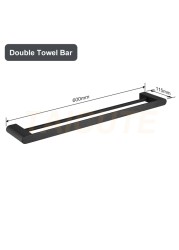 TAICUTE Black Bathroom Accessories Hardware Sets Premium Steel Towel Rack Bar Hook Paper Roll Holder Toilet Brush