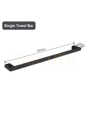 TAICUTE Black Bathroom Accessories Hardware Sets Premium Steel Towel Rack Bar Hook Paper Roll Holder Toilet Brush