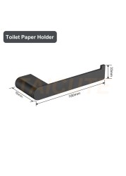 TAICUTE Black Bathroom Accessories Hardware Sets Premium Steel Towel Rack Bar Hook Paper Roll Holder Toilet Brush