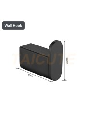 TAICUTE Black Bathroom Accessories Hardware Sets Premium Steel Towel Rack Bar Hook Paper Roll Holder Toilet Brush