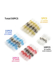 50/100/250pcs Mixed Heat Shrink Connect Terminals Waterproof Soldering Sleeve Tube Insulated Electrical Wire Splice Connectors Kit