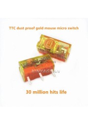 10pcs New Style Original TTC Dust Gold Chain Mouse Micro Switch 3 Pin Gold Contactor 30 60 80 Million Clicks Lifetime