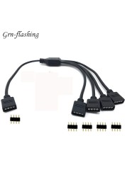 RGB LED Strip Connector, 4 Pins, 1 to 1, 2, 3, 4, 5 Sockets, Power Splitter Cable, 4-Pin Needle, Female, for RGB Strip Lighting