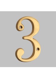 Solid Brass 4" 100mm Letters Modern House Number Apartment Door Numbers Home Number Mailbox Address Plates Sign Outdoor #0-9