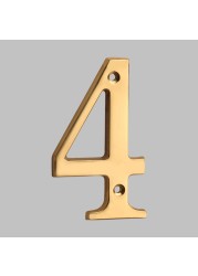 Solid Brass 4" 100mm Letters Modern House Number Apartment Door Numbers Home Number Mailbox Address Plates Sign Outdoor #0-9