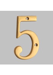 Solid Brass 4" 100mm Letters Modern House Number Apartment Door Numbers Home Number Mailbox Address Plates Sign Outdoor #0-9