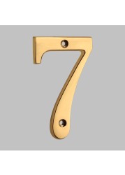 Solid Brass 4" 100mm Letters Modern House Number Apartment Door Numbers Home Number Mailbox Address Plates Sign Outdoor #0-9