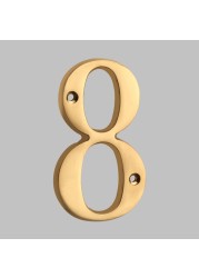 Solid Brass 4" 100mm Letters Modern House Number Apartment Door Numbers Home Number Mailbox Address Plates Sign Outdoor #0-9