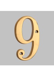 Solid Brass 4" 100mm Letters Modern House Number Apartment Door Numbers Home Number Mailbox Address Plates Sign Outdoor #0-9