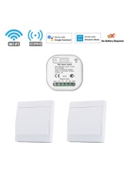 Tuya Smart WiFi and Rf Light Switch 433MHz Kinetic Wall Switch No Battery Needed Wireless Remote Control Timing 220V 16A for Alexa