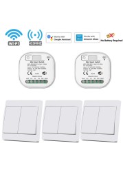 Tuya Smart WiFi and Rf Light Switch 433MHz Kinetic Wall Switch No Battery Needed Wireless Remote Control Timing 220V 16A for Alexa