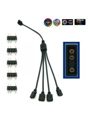 5-24V 3 Pin RGB Connector 1 to 1 2 3 4 5 3pin Wire Splitter Extension Cable for Computer Fan Motherboard Aura RGB LED Sticker Light
