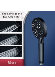 Shower Head Rainfall Bath Water Saving Filter Large Panel 3 Adjustable Gears Black Faucet Nozzles Bathroom Shower Accessories