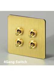 Avoir Gold Wall Light Switch Lever Brass 2 Way Run Off Curtain Momentary Switch Stainless Steel 220V Led Dimmer Usb EU FR Sockets