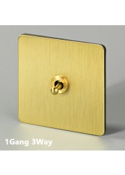 Avoir Gold Wall Light Switch Lever Brass 2 Way Run Off Curtain Momentary Switch Stainless Steel 220V Led Dimmer Usb EU FR Sockets