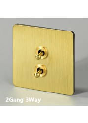 Avoir Gold Wall Light Switch Lever Brass 2 Way Run Off Curtain Momentary Switch Stainless Steel 220V Led Dimmer Usb EU FR Sockets