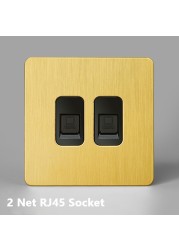 Avoir Gold Wall Light Switch Lever Brass 2 Way Run Off Curtain Momentary Switch Stainless Steel 220V Led Dimmer Usb EU FR Sockets