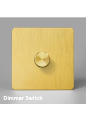 Avoir Gold Wall Light Switch Lever Brass 2 Way Run Off Curtain Momentary Switch Stainless Steel 220V Led Dimmer Usb EU FR Sockets