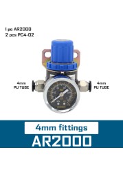 AR2000 1/4'' Mini Pneumatic Air Pressure Relief Control Compressor Regulator Treatment Units Valve Gauge Fitting