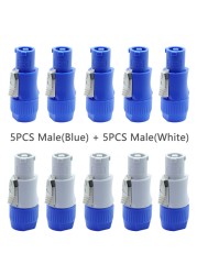 10pcs/lot 3 Pin AC Powercon Connector Male Plug NAC3FCA NAC3FCB AC Power Plug 20A/250V for Stage Light LED Screen Blue/White