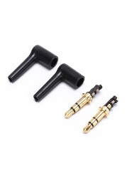 2pcs 3.5mm Stereo Headphone Plug Jack 3 4 Pole 3.5 Gold Plated 90 Degree Black Audio Plugs Jack Adapter Connector