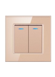 DXDXTT Push Button Light Switch 2 Way Stair Wall Switches 220V LED Tempered Glass Panel EU Standard 1/2/3 Gang Home Improvement