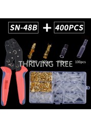 400/600pcs Bullet Terminals Car Auto Motorcycle Terminals Crimp Terminals Electrical Wire Connectors Bullet Connectors SN48B Crimping Kit