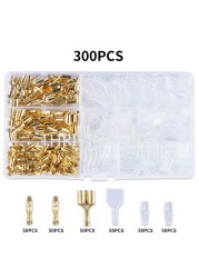 300pcs Automotive Bullet Terminals Motorcycle Crimp Terminals Electrical Wire Connectors Male Female 1:2 Crimping Kit With Box